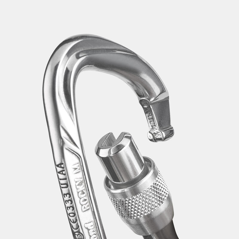 CLIMBING AND MOUNTAINEERING SCREWGATE CARABINER - ROCKY M POLISHED