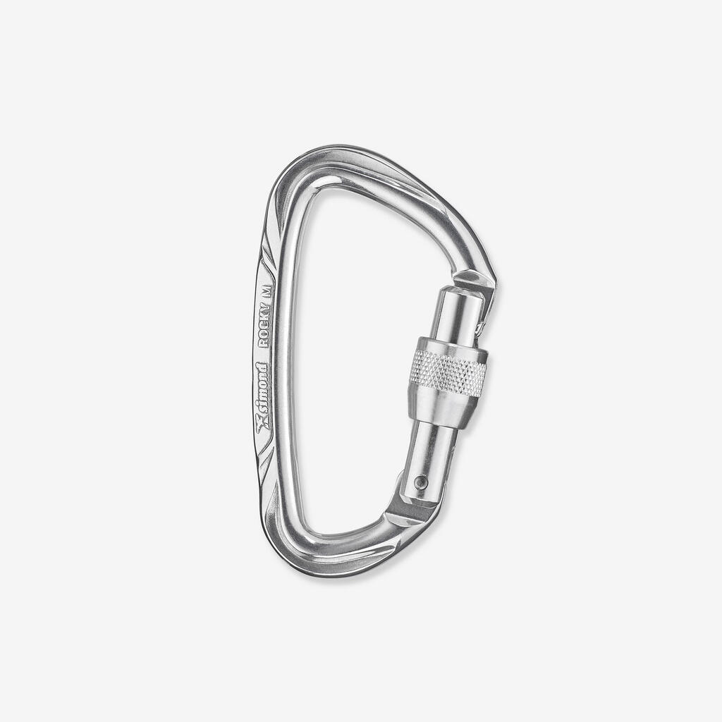 CLIMBING AND MOUNTAINEERING SCREWGATE CARABINER - ROCKY M SECURE PURPLE