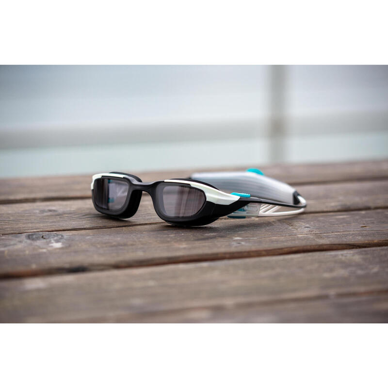 Lunettes de Natation - TURN Taille s - Verres Fumés - Blanc / Noir / Turquoise