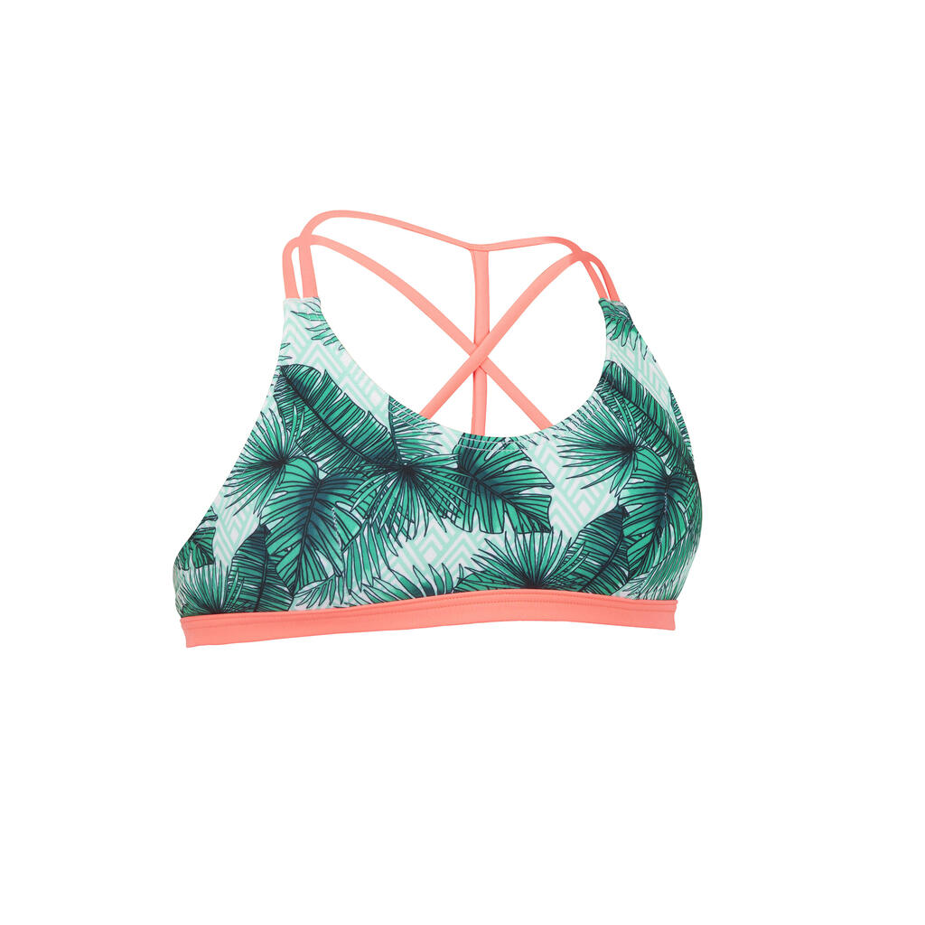 GIRL'S SURF SWIMSUIT TRIANGLE TOP BONDI 500 GREEN