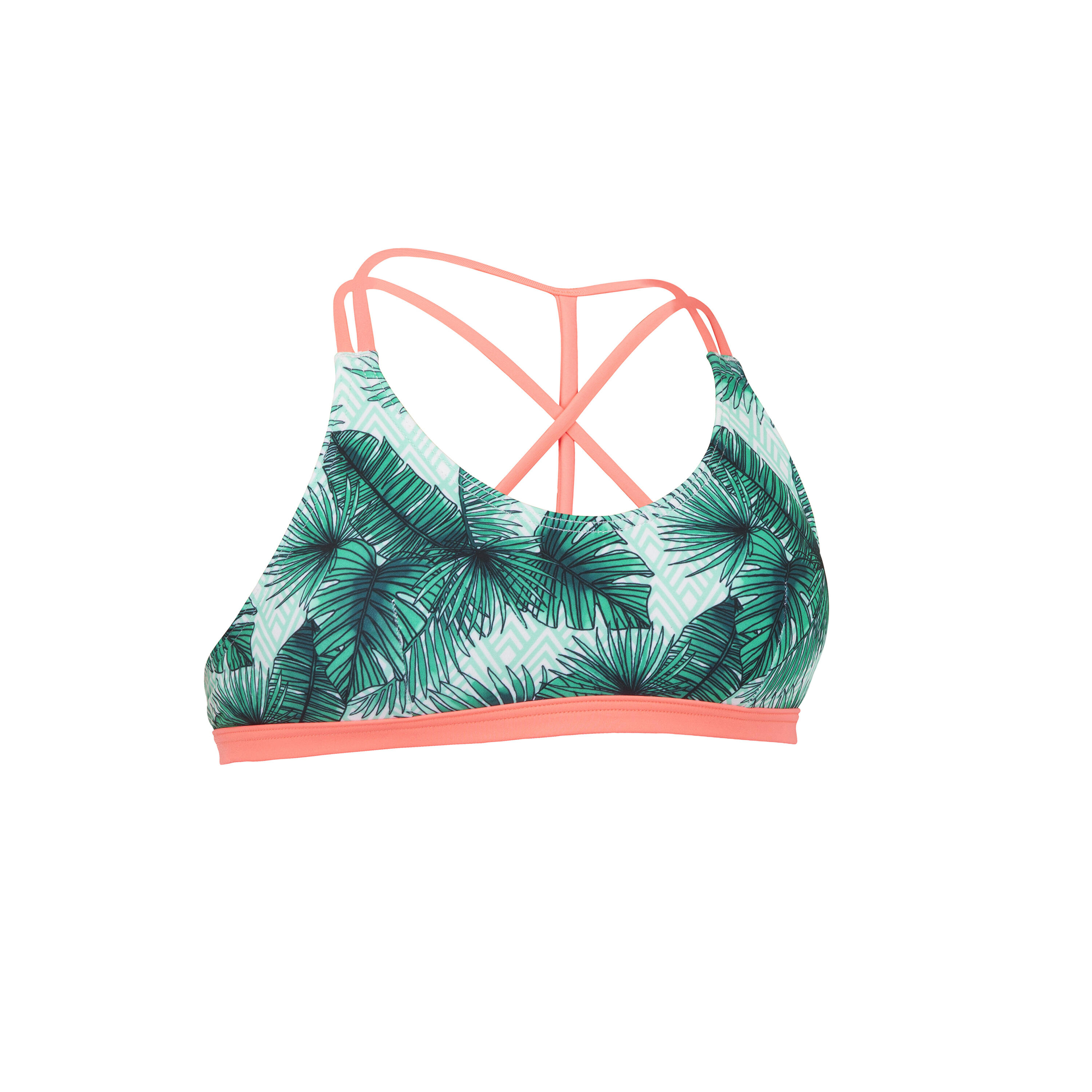 Kids' Surf Bikini Top - 500 Green - OLAIAN