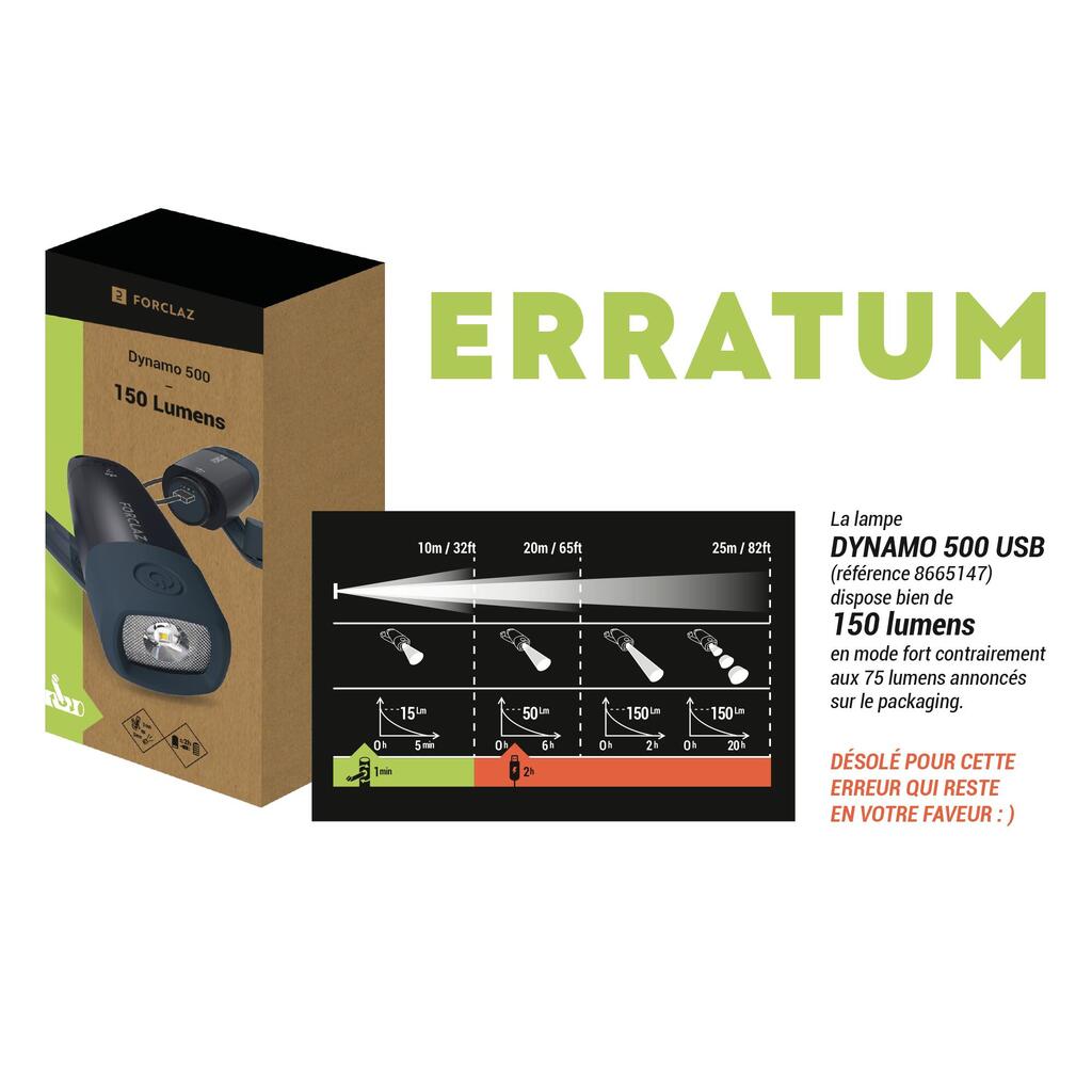 LINTERNA AUTÓNOMA - DYNAMO 500 USB V2 - 150 lúmenes 