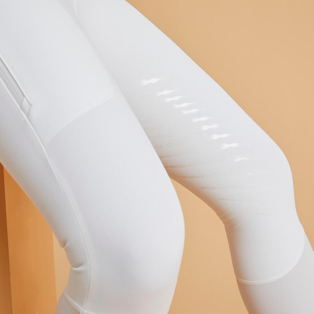 Moteriškos jojimo kelnės „900“, skirtos varžyboms, baltos
