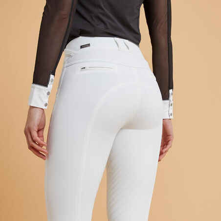 Women's Horse Riding Classic Grip Competition Jodhpurs 900 - White