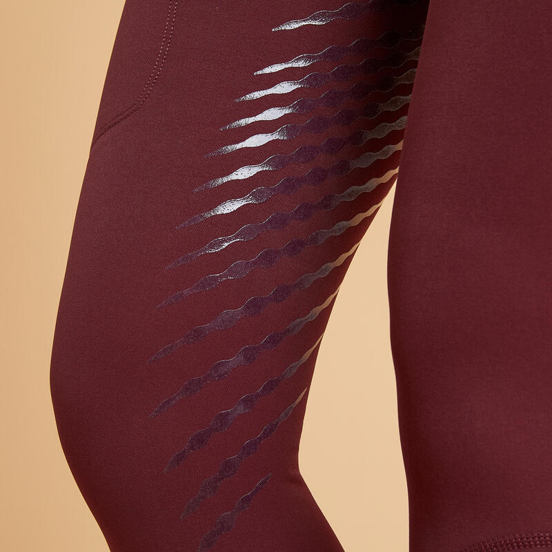 Pantalon echitație 900 Classic Grip Bordo Damă 