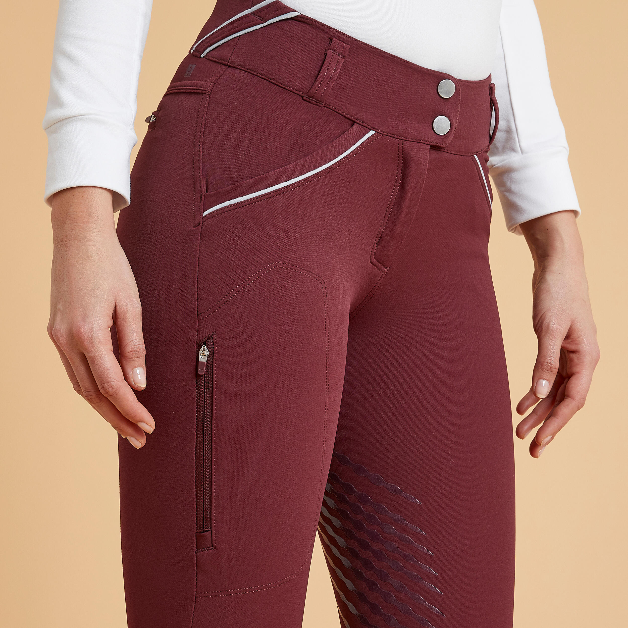 Pantaloni da equitazione donna classic grip - 900 bordeaux