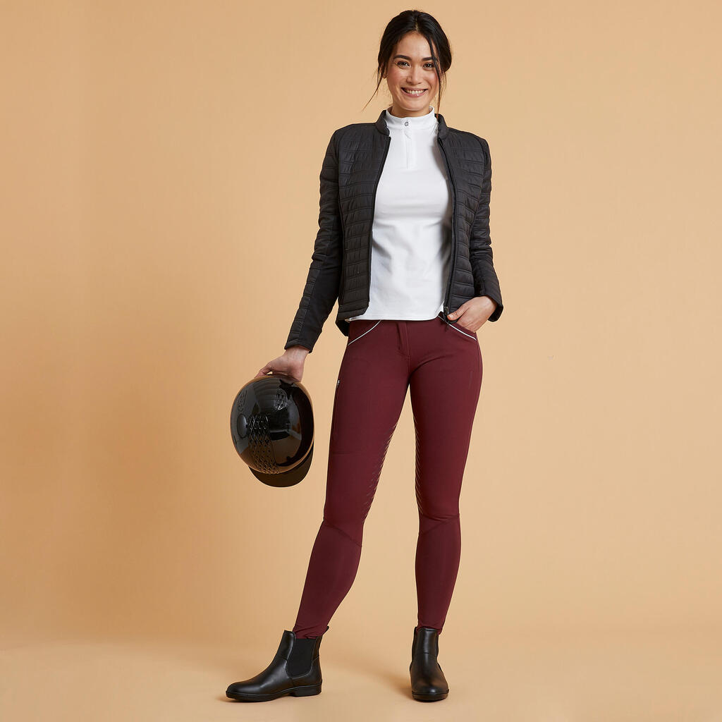 PANTALONE ZA JAHANJE 900 ŽENSKE KLASIČNE - BORDO