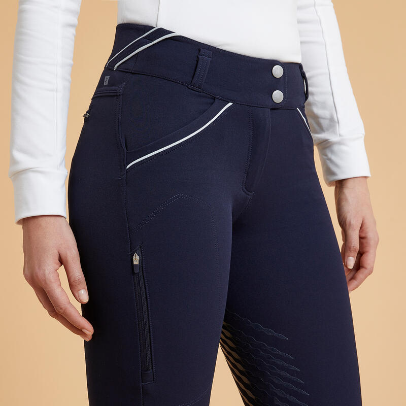 Pantaloni equitazione donna 900 GRIP blu