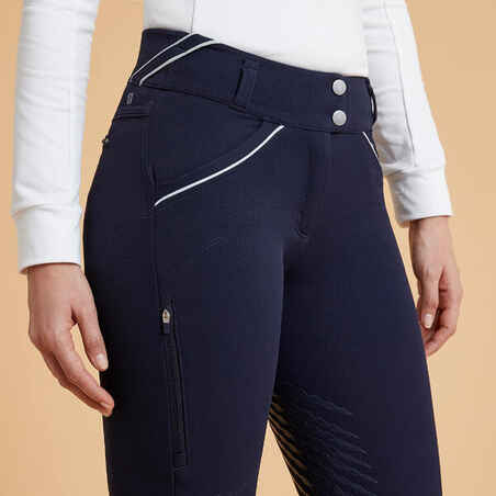 Women's Horse Riding Jodhpurs Classic Grip 900 - Navy