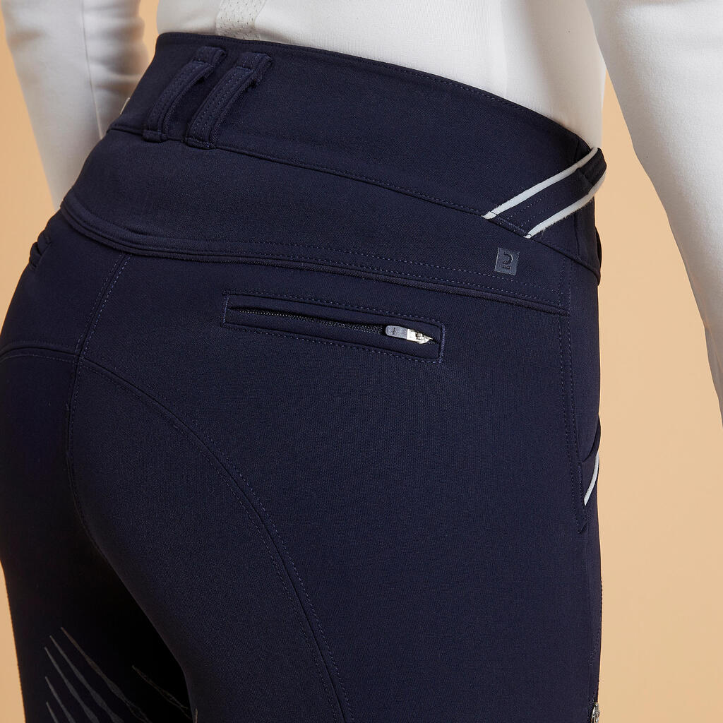 Women's Horse Riding Jodhpurs Classic Grip 900 - Navy