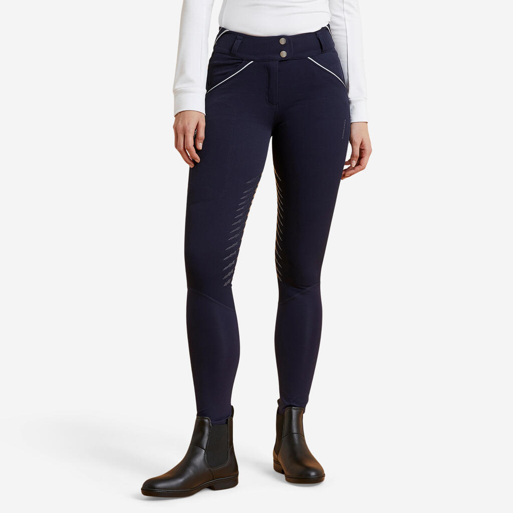 PANTALONE ZA JAHANJE 900 GRIP ŽENSKE KLASIČNE - MORNARSKO PLAVE