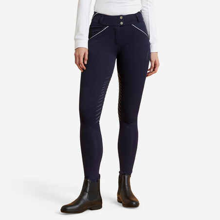 Women's Horse Riding Jodhpurs Classic Grip 900 - Navy