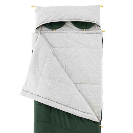 Schlafsack Camping Arpenaz 0°C Baumwolle grün
