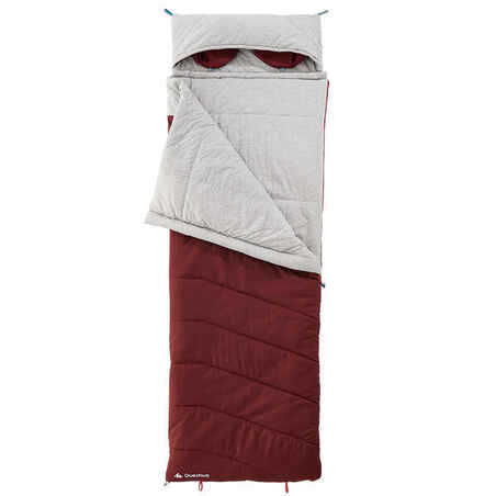 Sleeping bag en algodón 0°C de camping para Adulto Quechua rojo