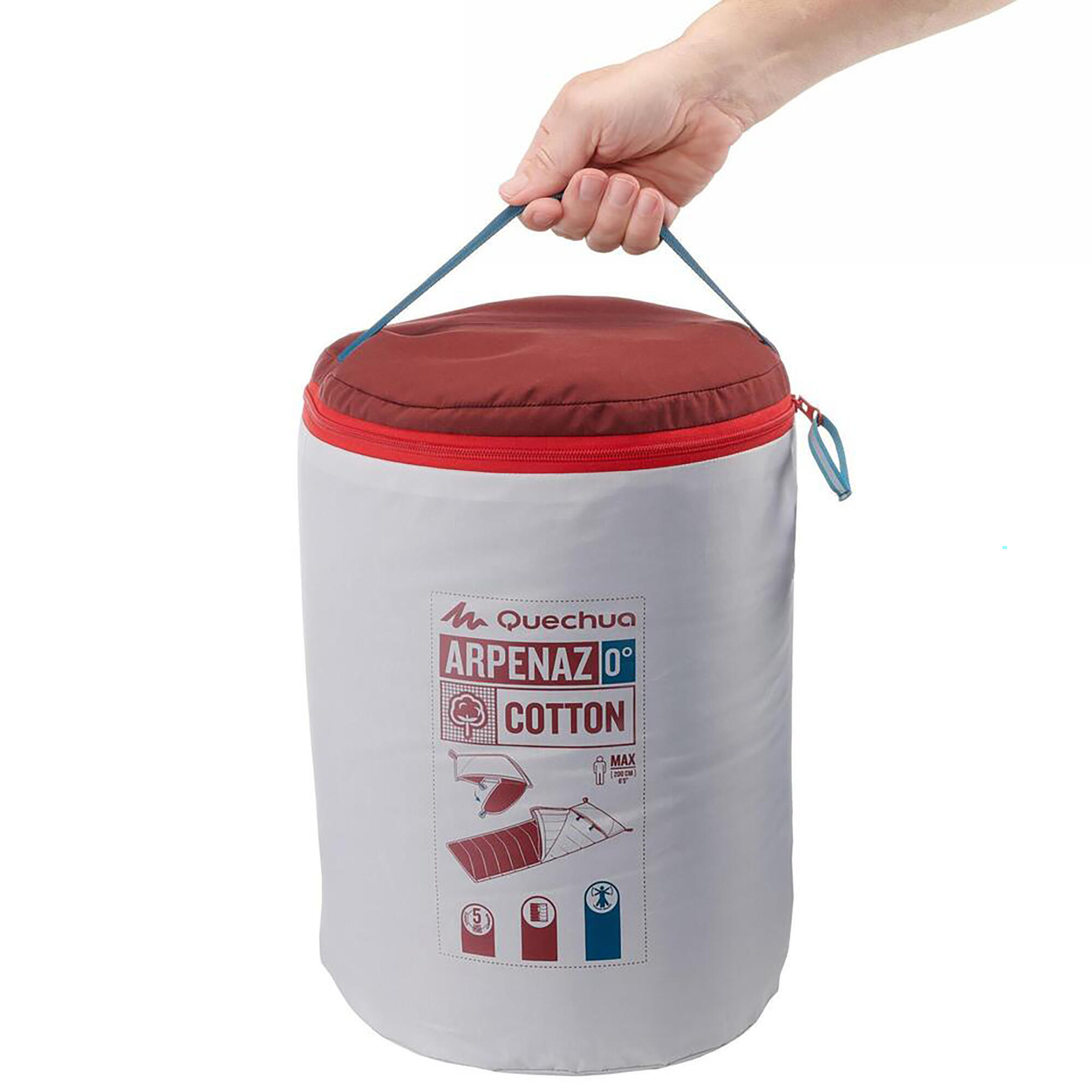 Gebraucht - Schlafsack Camping Arpenaz 0°C Baumwolle rot 10/17