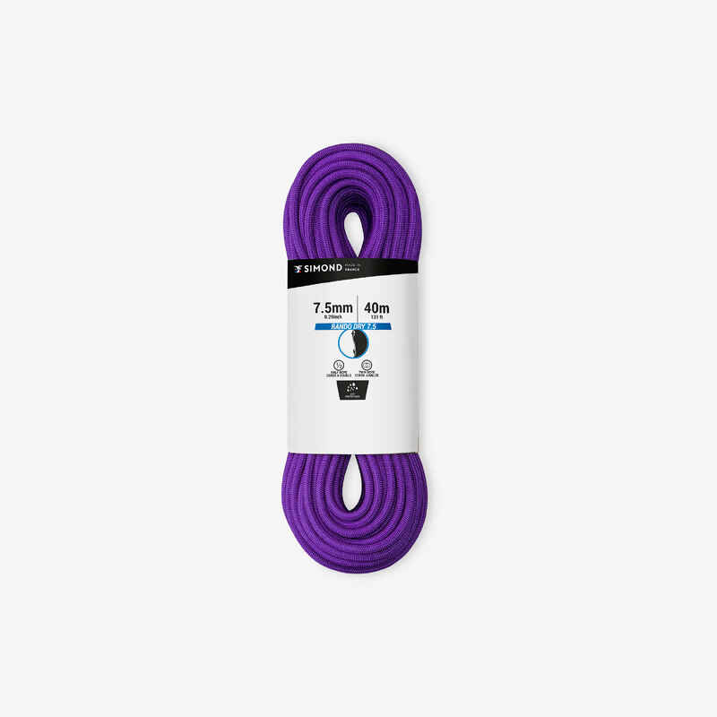 DOUBLE DRY ROPE 7.5 mm x 40 m - RANDO DRY purple