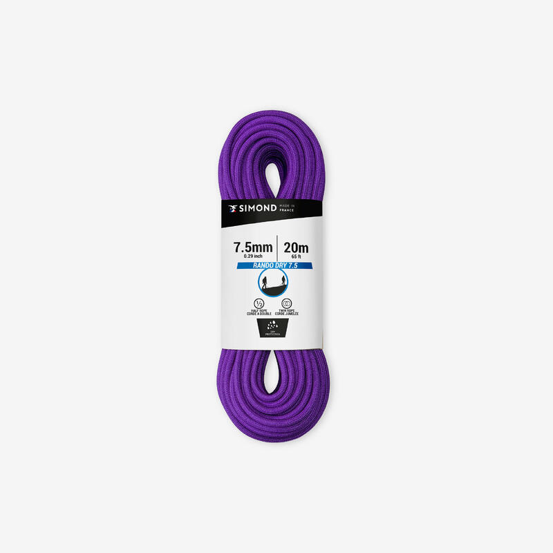 CORDE A DOUBLE DRY 7.5 mm x 20 m - RANDO DRY violette