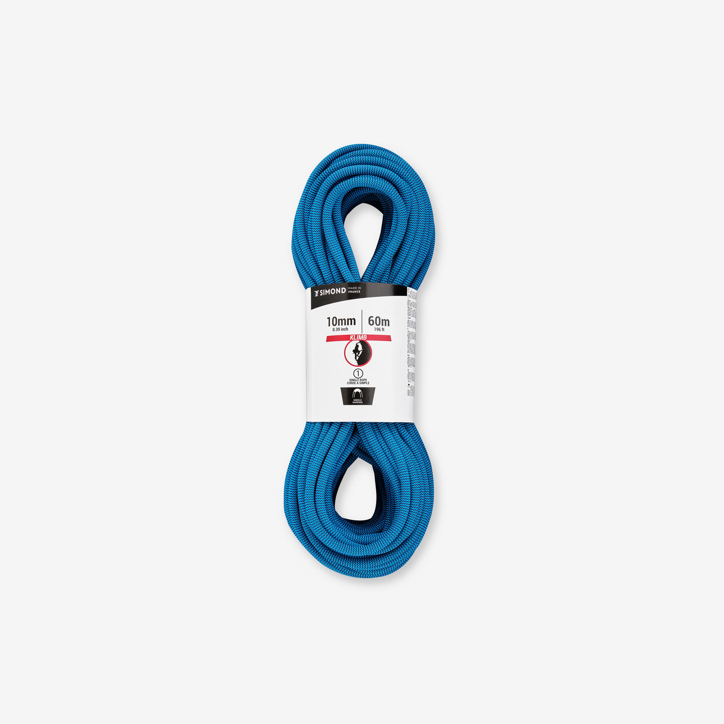 Climbing Rope 10 mm x 60 m - Klimb - Pacific blue‎ - Simond - Decathlon
