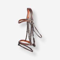 Filet poney cuir muserolle française surpiqué marron 580