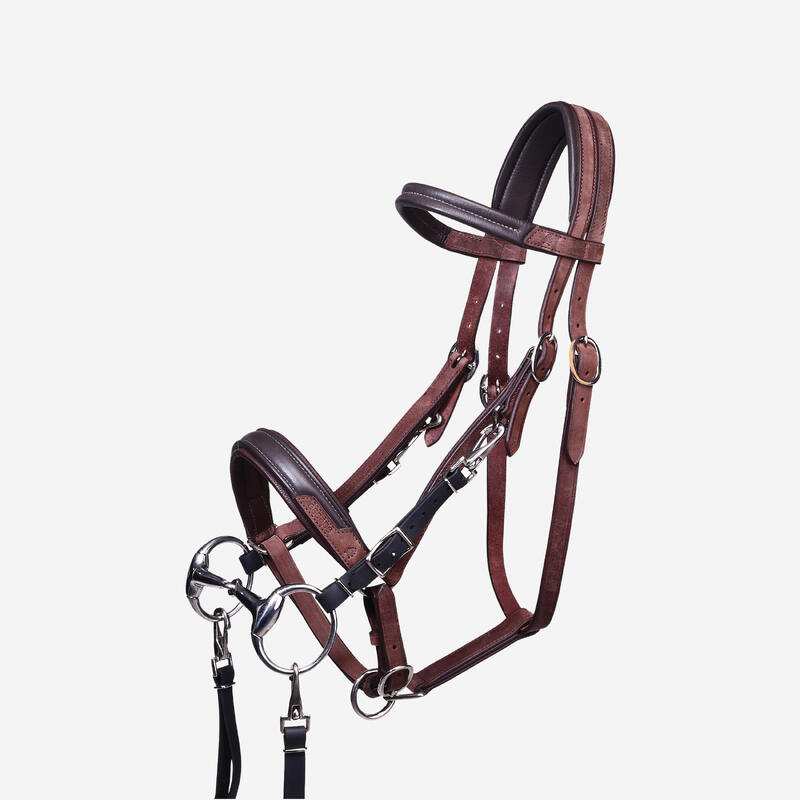 Bridon licol + rênes équitation cheval randonnée ESCAPE marron