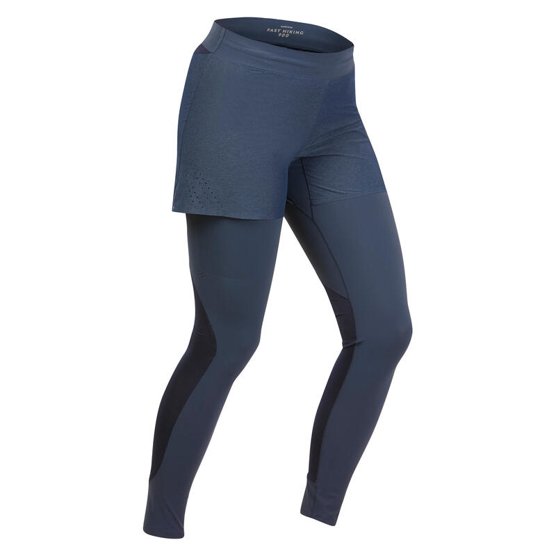 Ultralichte tight met short voor fast hiking dames FH900 blauw
