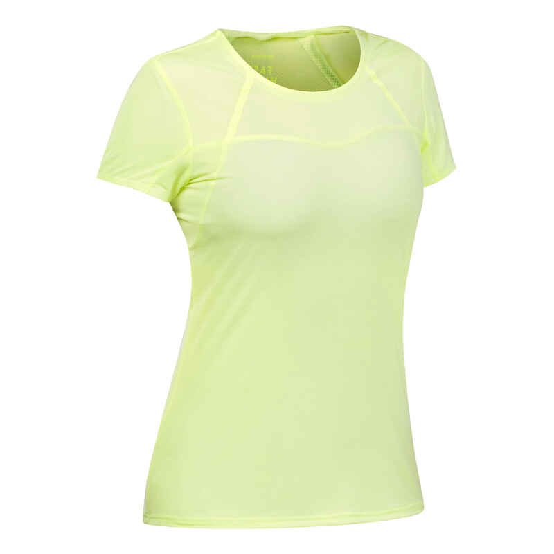 Wandershirt kurzarm Speed Hiking FH500 ultraleicht Damen gelb Wandershirt kurzarm Speed Hiking FH500 ultraleicht Damen gelb