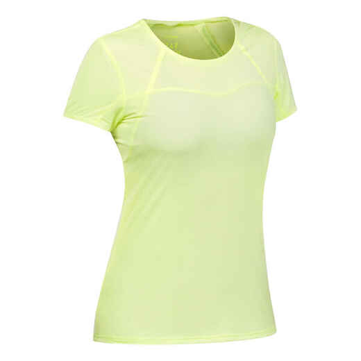 
      Women's Ultra-light Rapid Hiking T-shirt FH 500 - Yellow. 
  