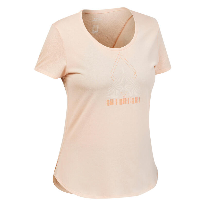 Wandershirt Naturwandern NH500 kurzarm Damen hellorange 