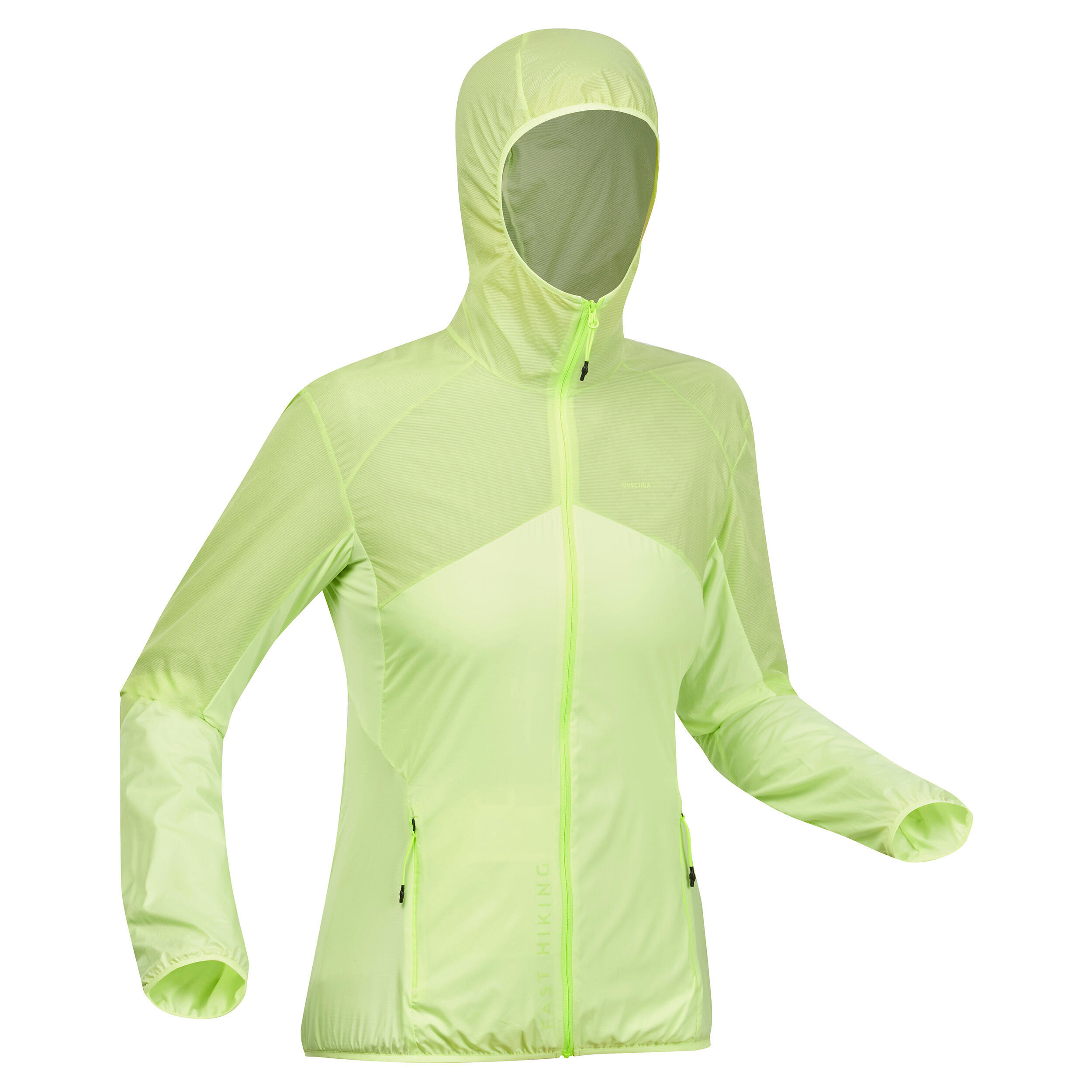 Women's Ultra-light Rapid Hiking Windproof Jacket FH 500 Hélium Wind - Yellow 1/5