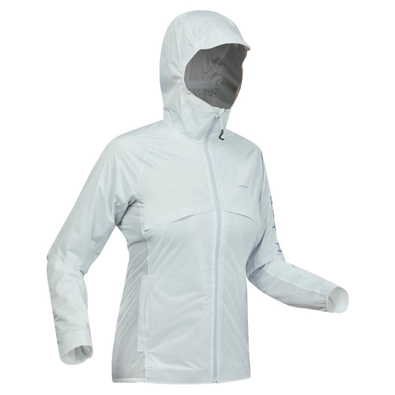 Chaqueta impermeable de montaña y trekking ultraligera Mujer Quechua FH900 gris