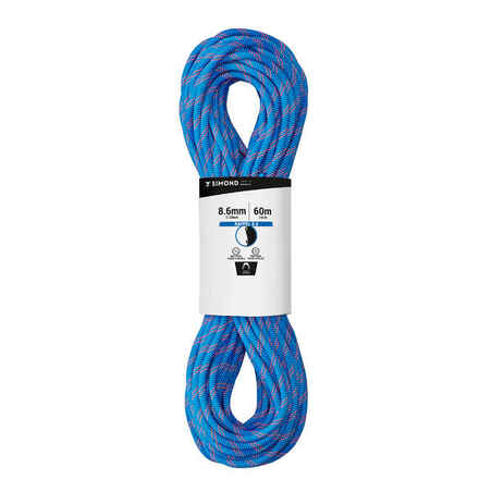 Double climbing and mountaineering rope 8.6 mm x 60 m - RAPPEL 8.6 Blue