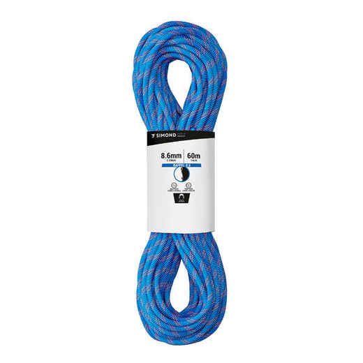 
      Double climbing and mountaineering rope 8.6 mm x 60 m - RAPPEL 8.6 Blue
  