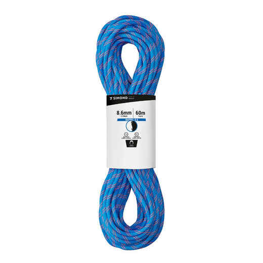 
      Klinšu kāpšanas un alpīnisma dubultā virve “Rappel 8,6”, 8,6 mm x 60 m, zila
  