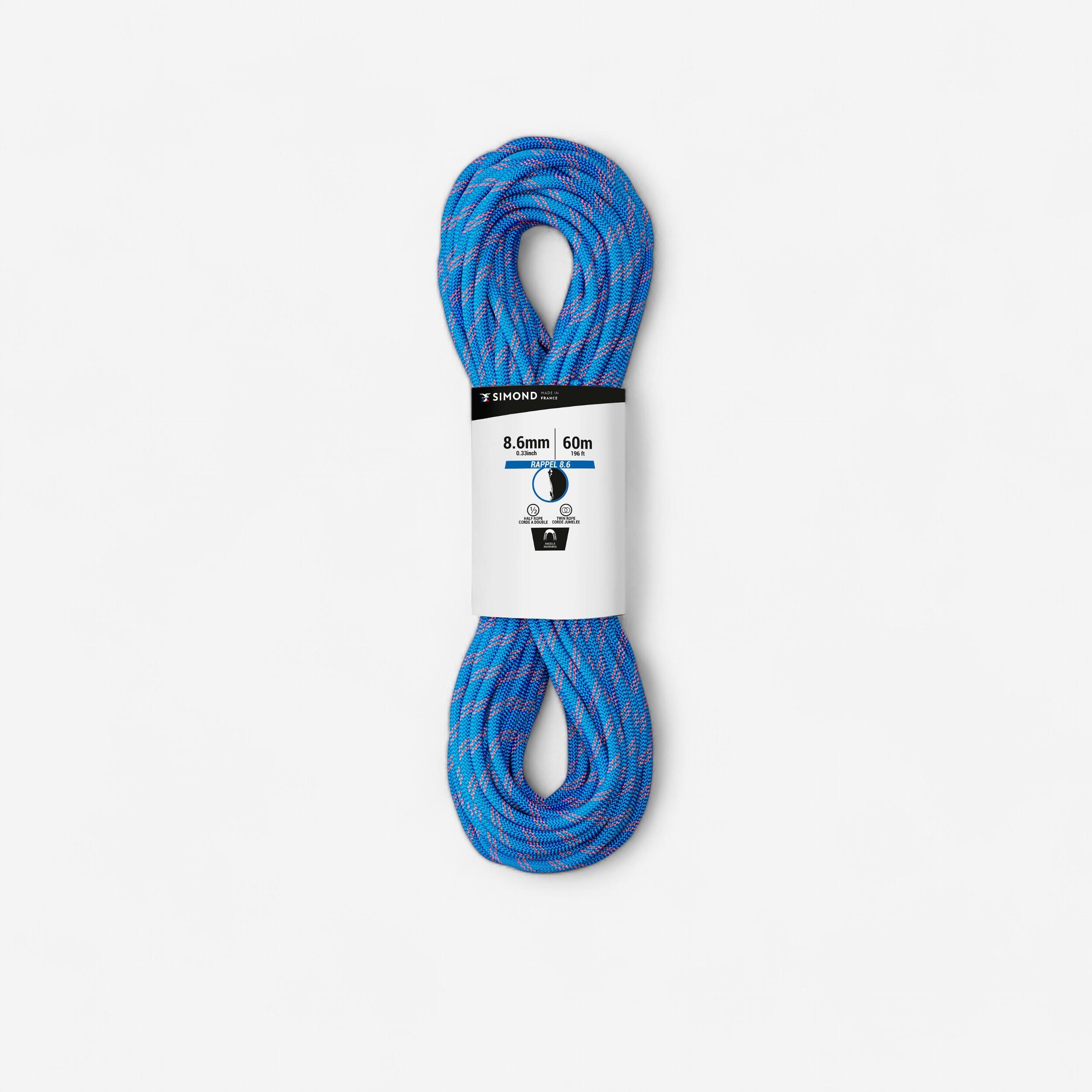 SIMOND Halbseil für Klettern und Bergsteigen 8.6 mm × 60 m – Rappel 8.6 blau | 03583787809495 SIMOND Halbseil für Klettern und Bergsteigen 8.6 mm × 60 m – Rappel 8.6 blau | 03583787809495