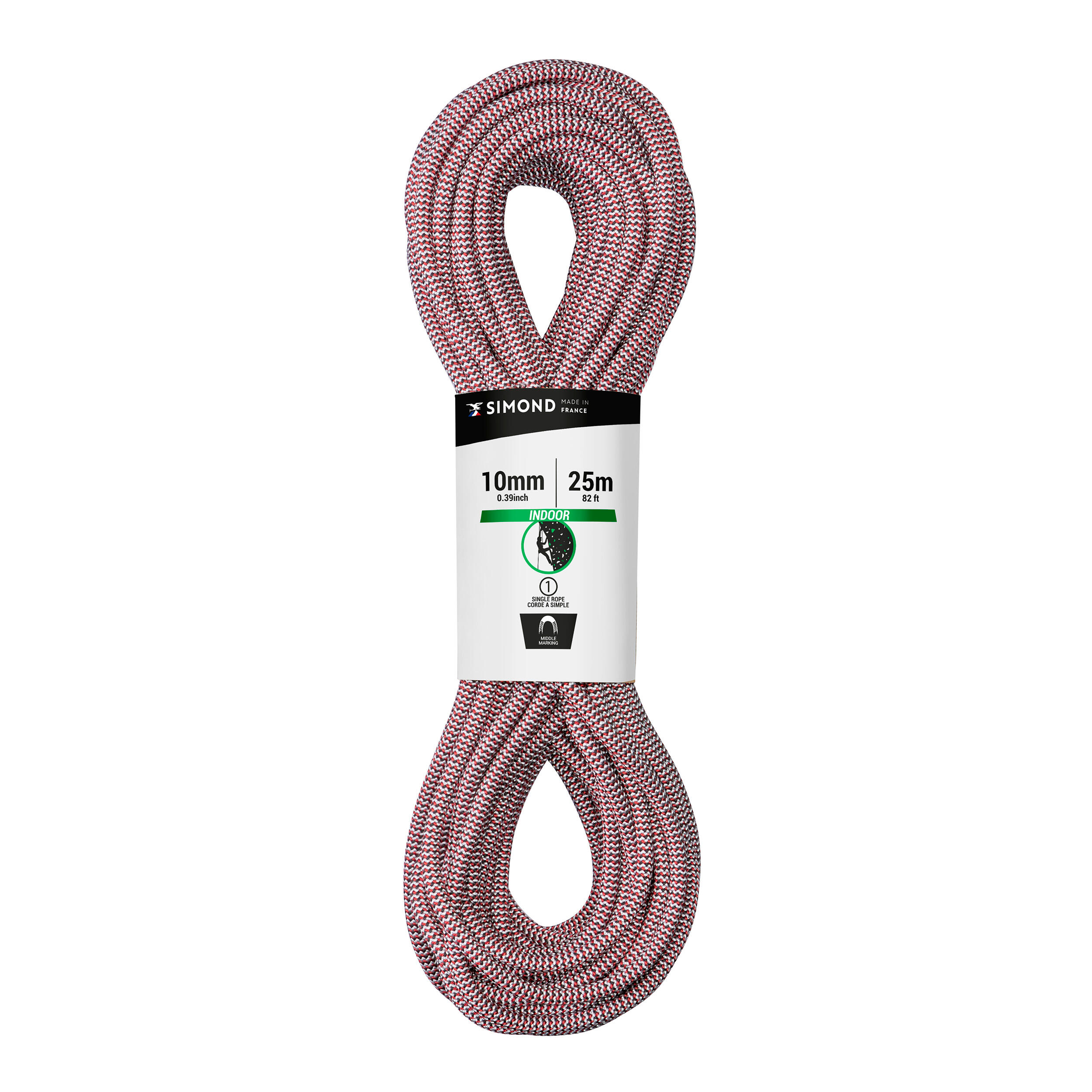 INDOOR CLIMBING ROPE 10 MM x 25 M - COLOUR RED 1/4