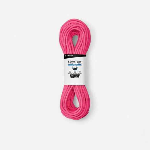 
      CLIMBING AND MOUNTAINEERING TRIPLE ROPE STANDARD 8.9 mm x 60 m - EDGE DRY PINK
  