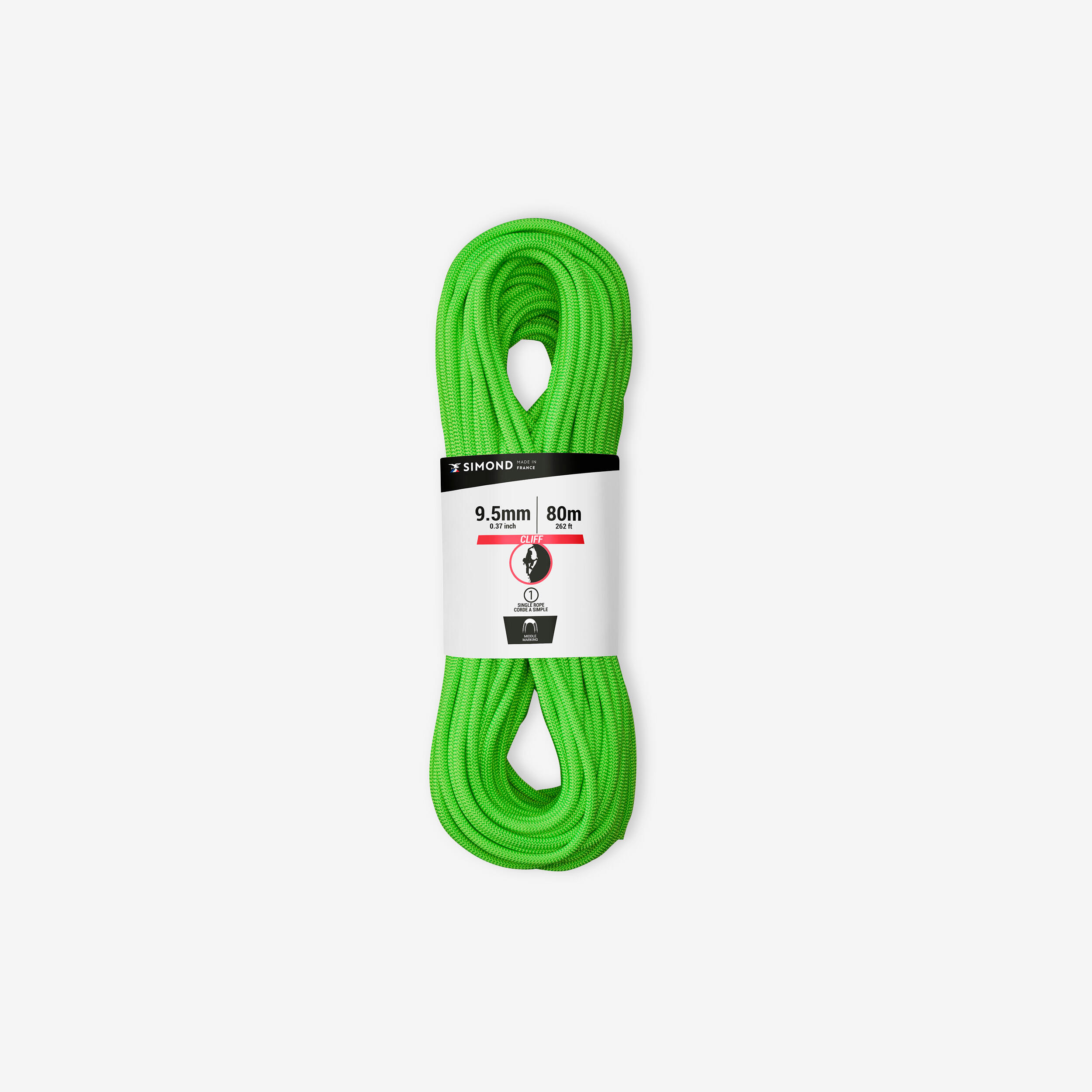 Climbing Rope 9.5 mm x 80 m Cliff Green SIMOND Decathlon