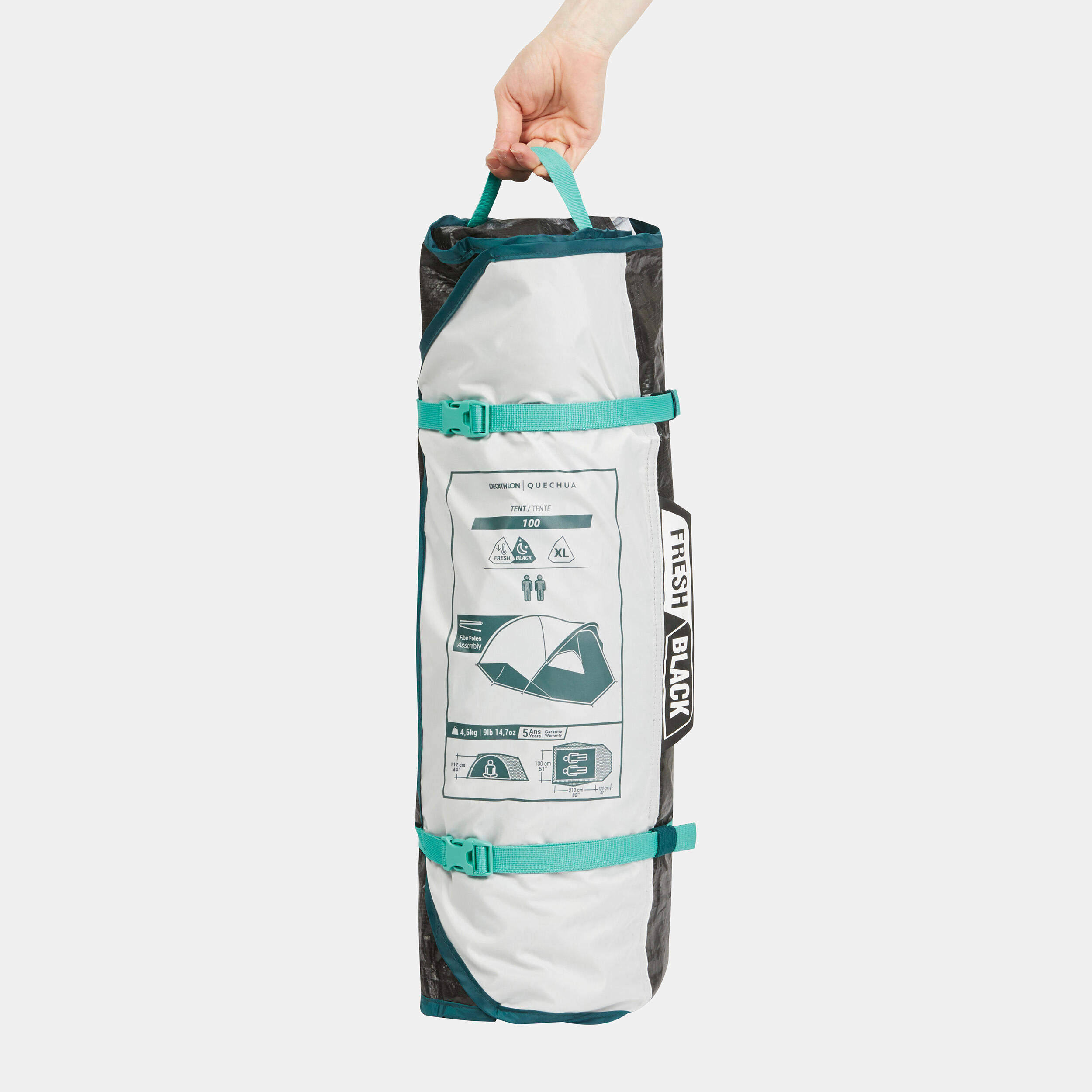 Tente de camping pour 2 personnes, MH 100 Fresh & Black - QUECHUA