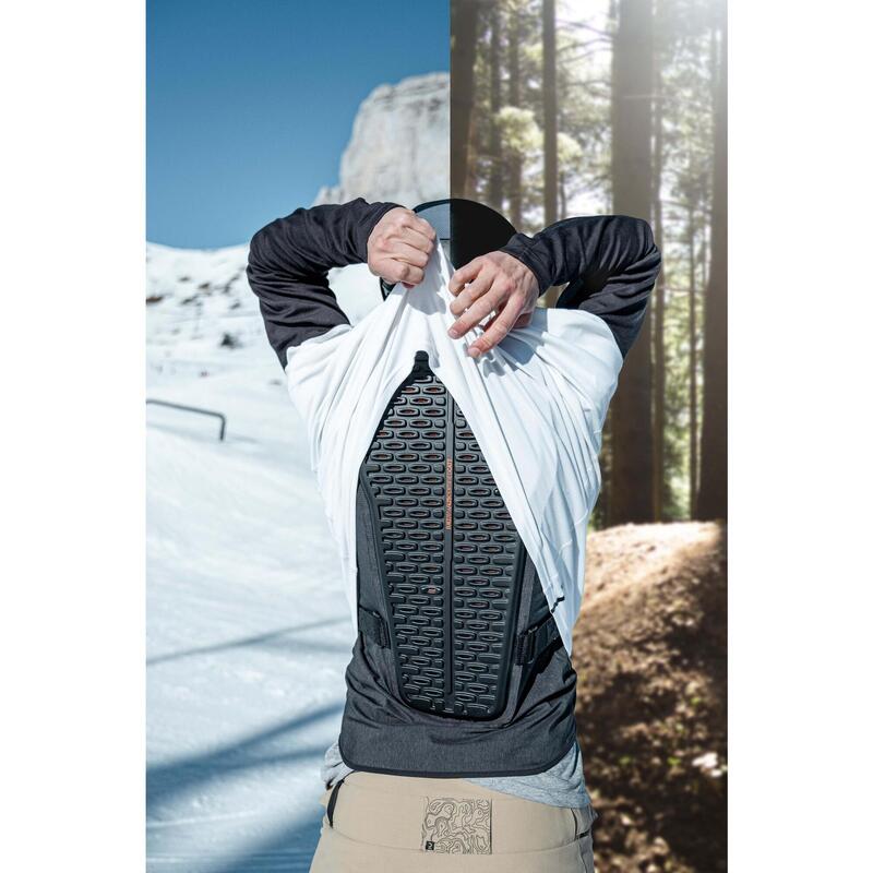男款登山車與單／雙板滑雪護背背心DBCK 500 - 灰色