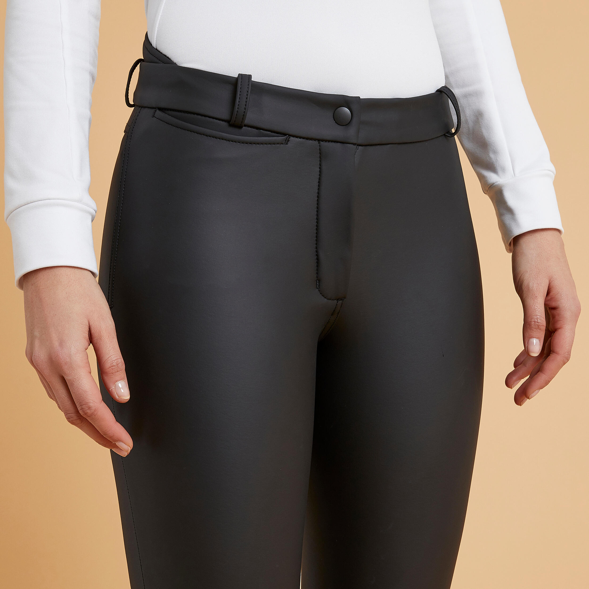 Pantalon d'équitation imperméable femme - Kipwarm 500 noir - FOUGANZA