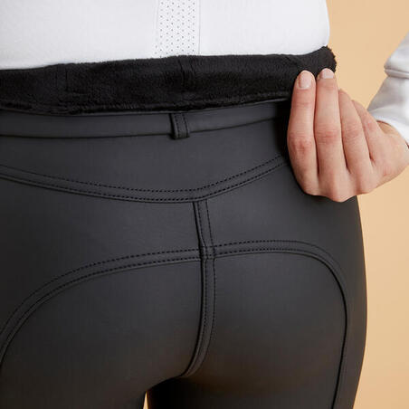 Pantalone za jahanje Kipwarm 500 vodootporne ženske - crne