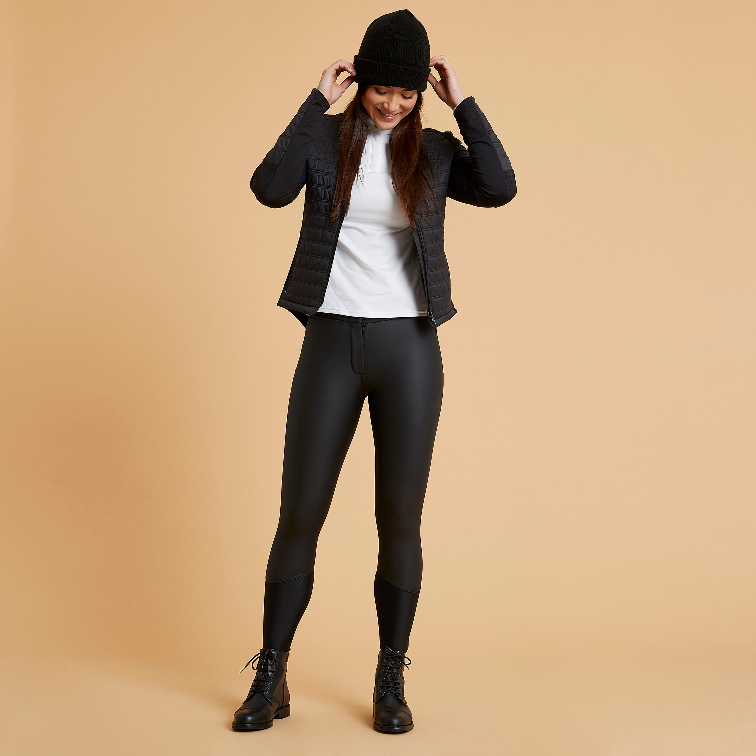 Pantalon d'équitation imperméable femme - Kipwarm 500 noir - FOUGANZA