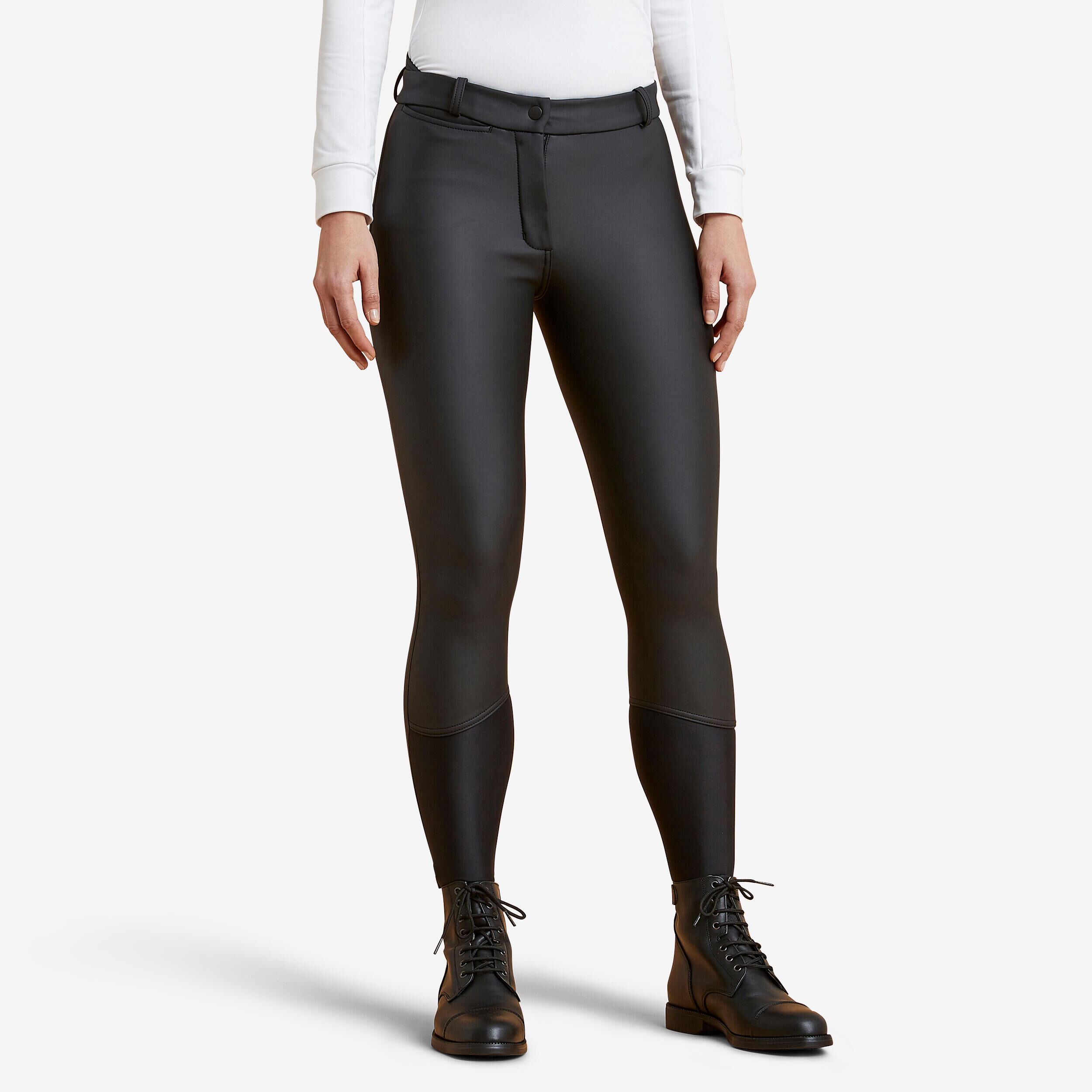 FOUGANZA Women's Waterproof Horse Riding Jodhpurs Kipwarm 500 - Black