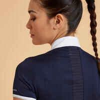 Women's Horse Riding Short-Sleeved Show Polo Shirt 500 - Navy