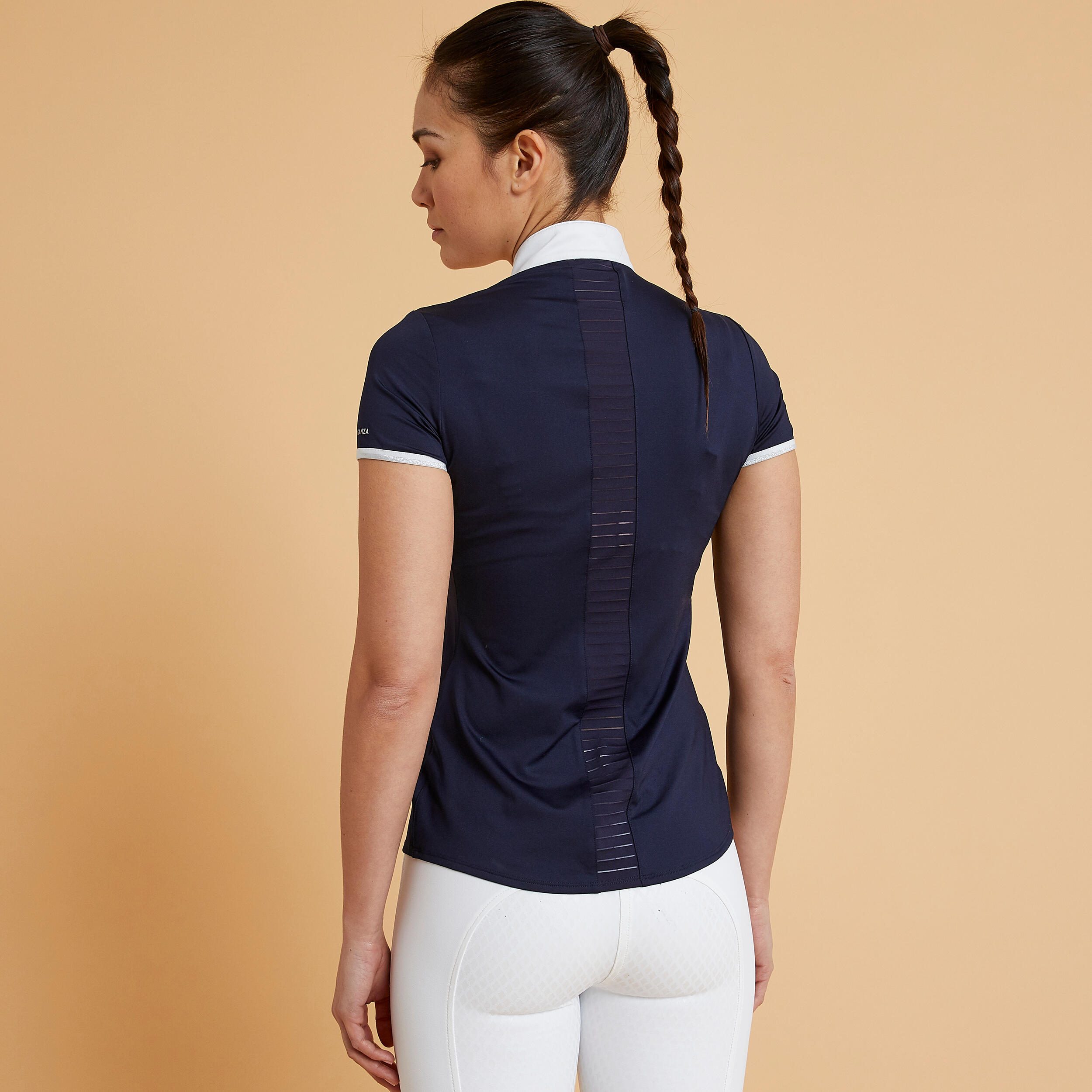 Women's Horse Riding Short-Sleeved Show Polo Shirt - Heritage 500 Navy - FOUGANZA