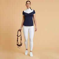Women's Horse Riding Short-Sleeved Show Polo Shirt 500 - Navy