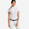 Sieviešu īspiedurkņu zirgu jāšanas sacīkšu polo krekls “500”, balts