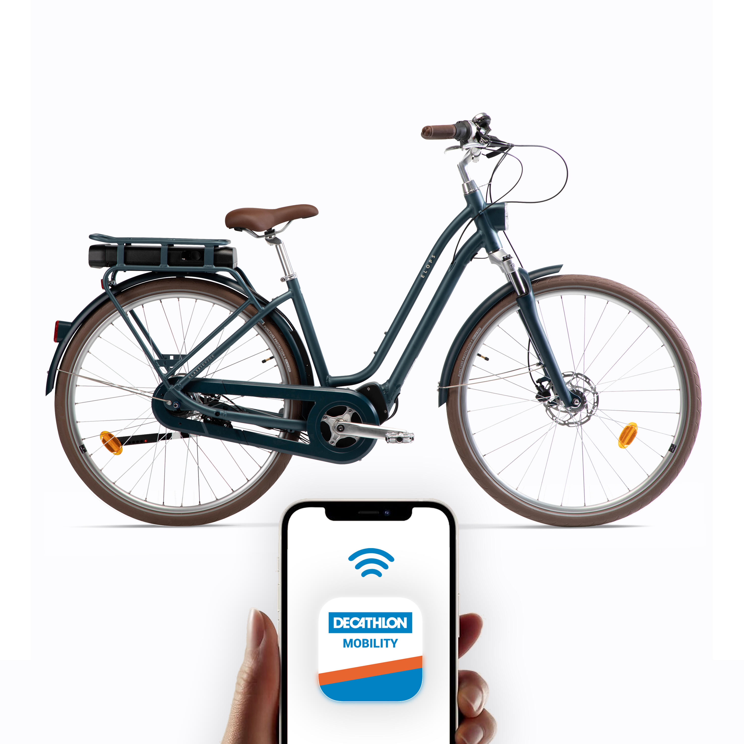 Bici città elettrica a pedalata assistita ELOPS 920E Connect telaio basso 11/56