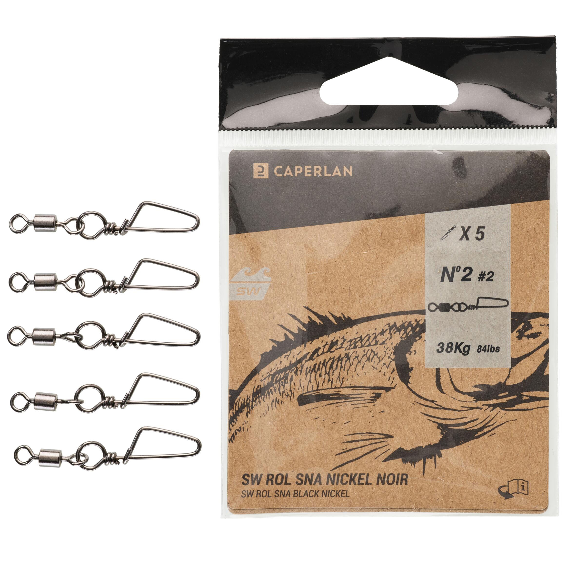 Girelle rolling con moschettone pesca in mare BLACK NICKEL SW nere x5 5/6