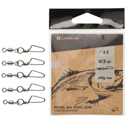 Sea fishing rolling snap swivel BLACK NICKEL SW x5